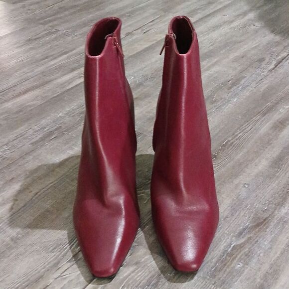 Nine West Sissa Dark Red (WIne) Leather Pointed Toe High Heel Ankle Boots Sz 11 - Picture 2 of 9